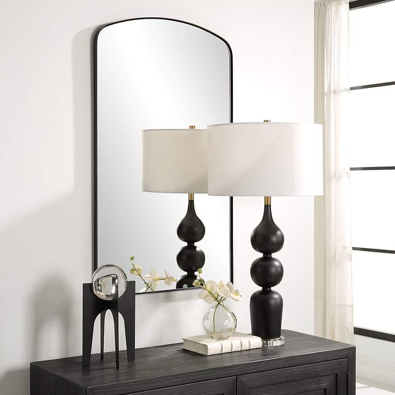 Image 4 Uttermost Tordera Matte Black 24" x 40" Arch Wall Mirror more views