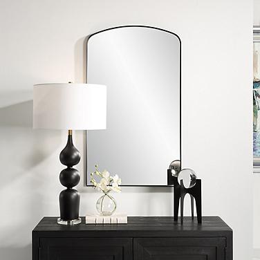 Uttermost Tordera Matte Black 24" x 40" Arch Wall Mirror