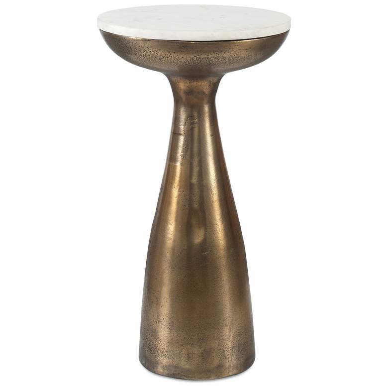 Image 1 Uttermost Torin 22" H x 12" W Antq Brass Cast Aluminum Drink Table