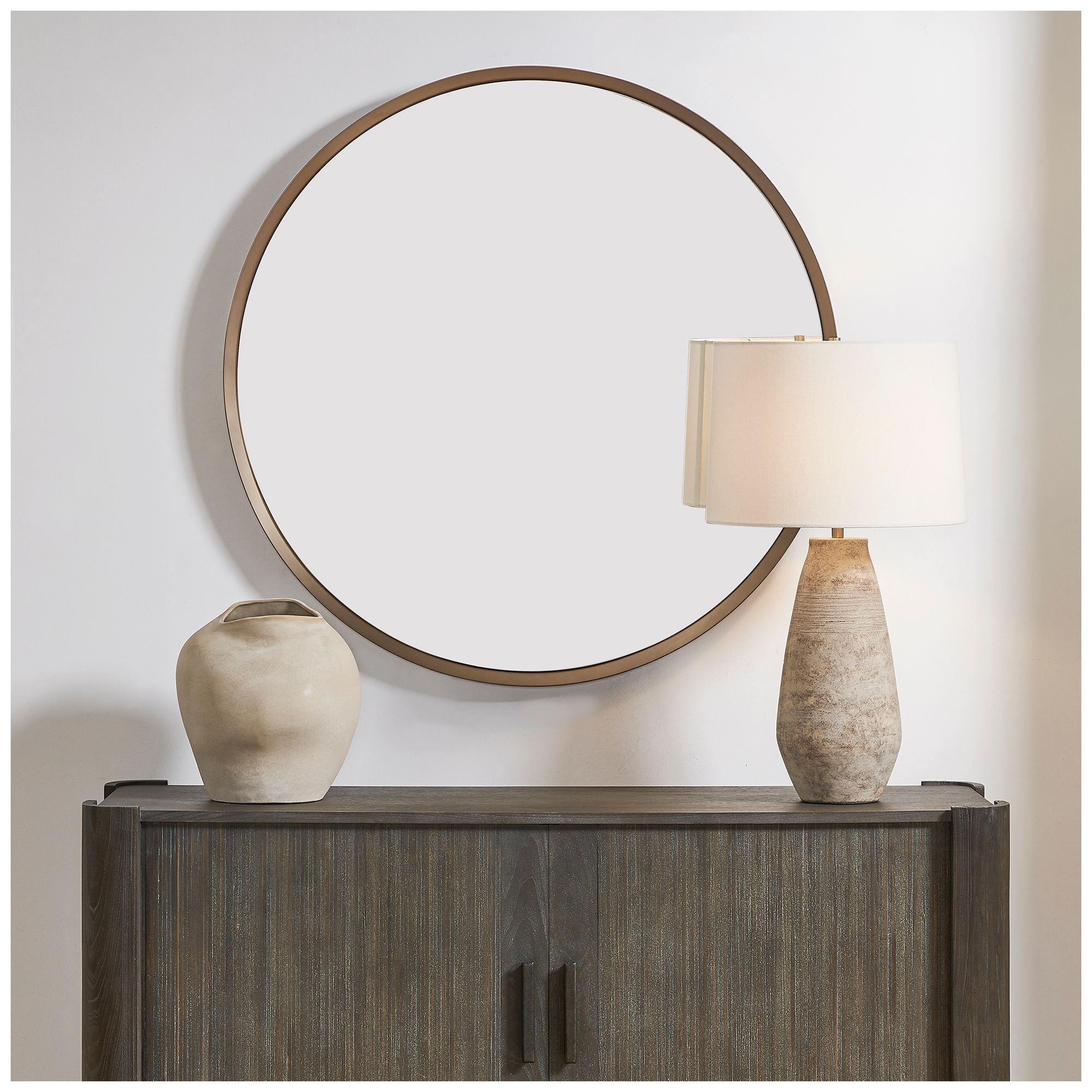 Image 2 Uttermost Torrado Bronze 40" Round Stainless Steel Mirror more views
