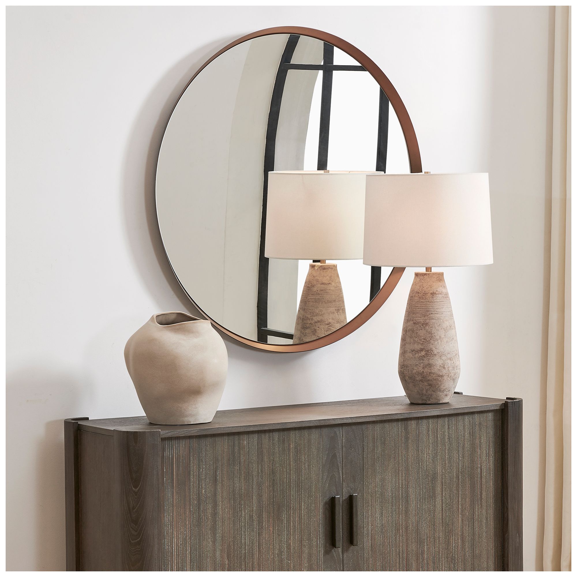 Image 3 Uttermost Torrado Bronze 40" Round Stainless Steel Mirror more views