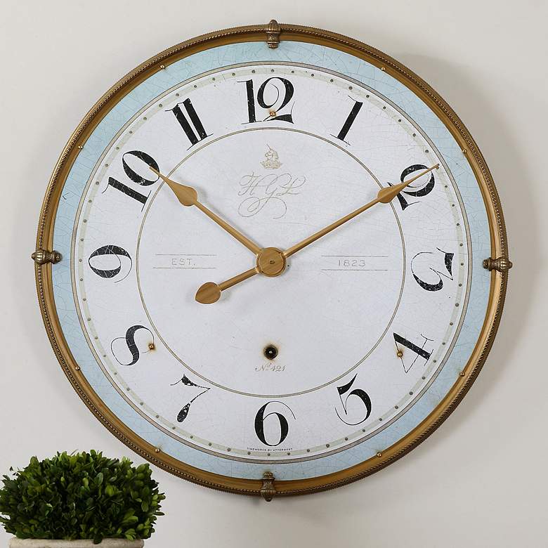 Image 1 Uttermost Torriana 32" Round Vintage-Style Wall Clock