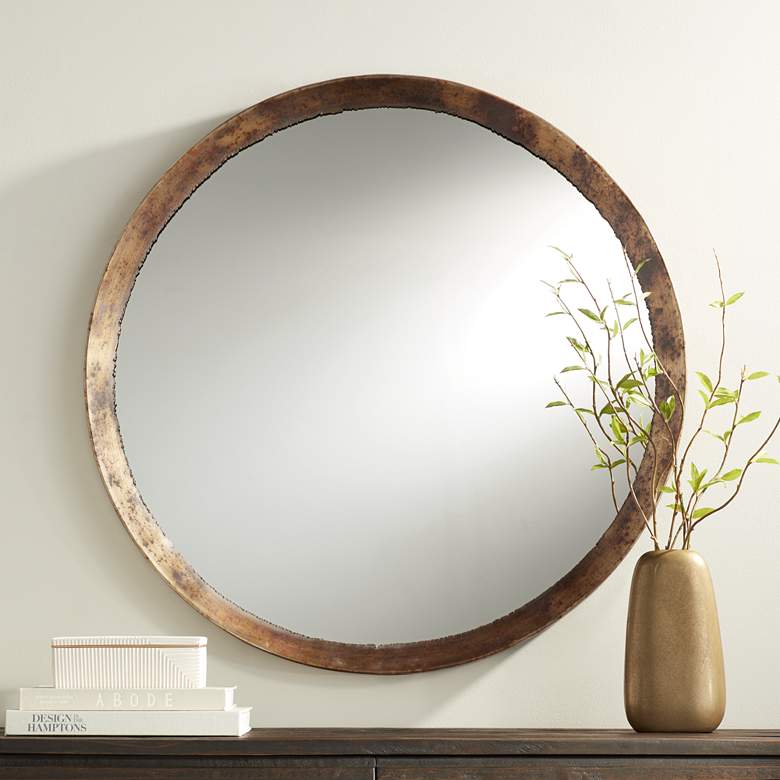 Image of Metallic Uttermost Tortin Round Wall Mirror