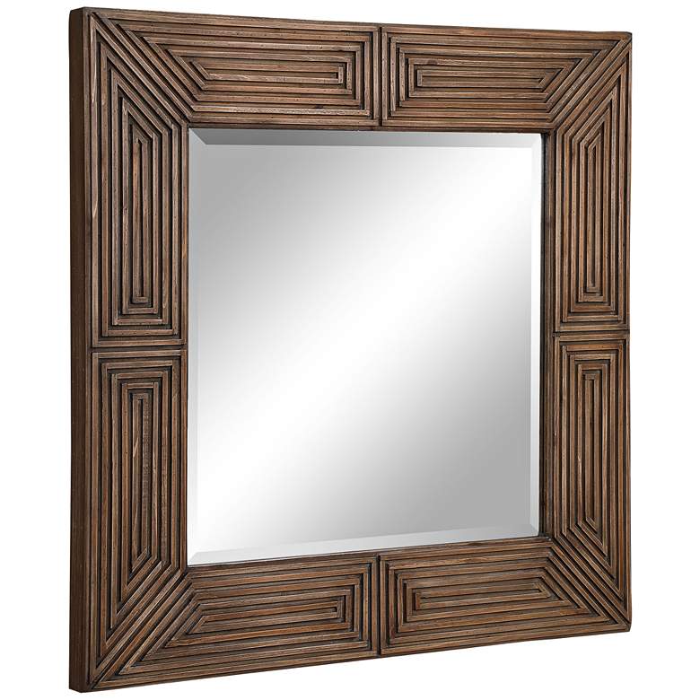 Uttermost Traveler Natural Wood Tone 36&quot; Square Wall Mirror