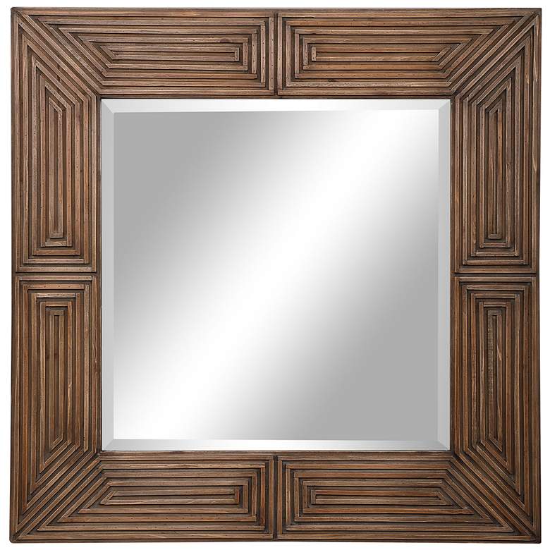Uttermost Traveler Natural Wood Tone 36&quot; Square Wall Mirror more views