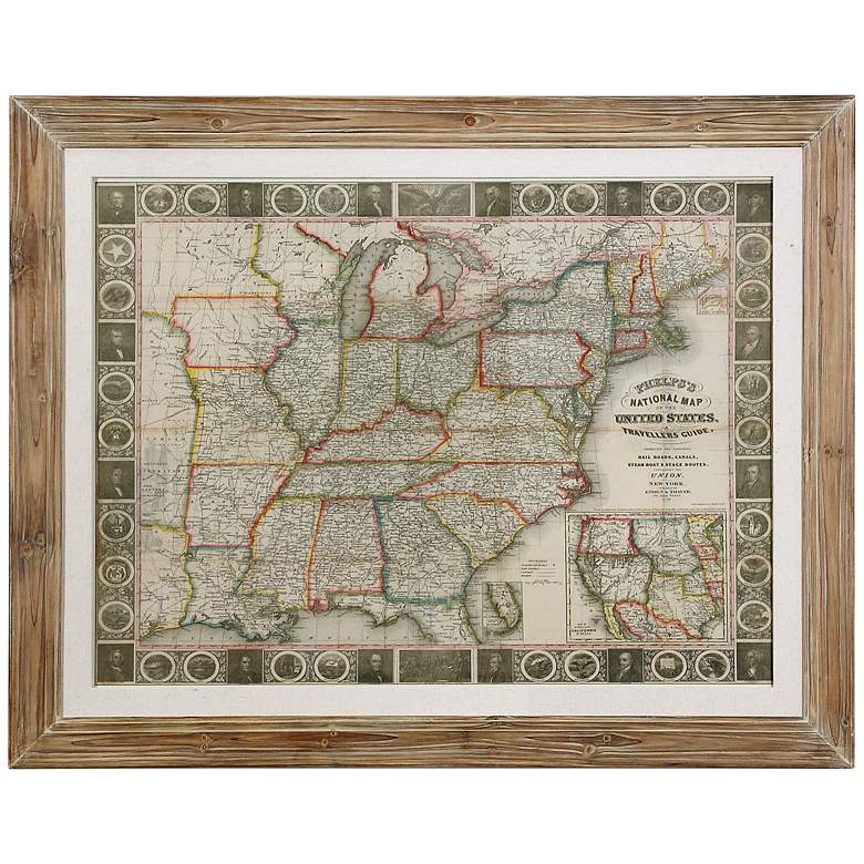 Image 1 Uttermost Traveler&#39;s Guide to the U.S. 49 inch Wide Wall Art