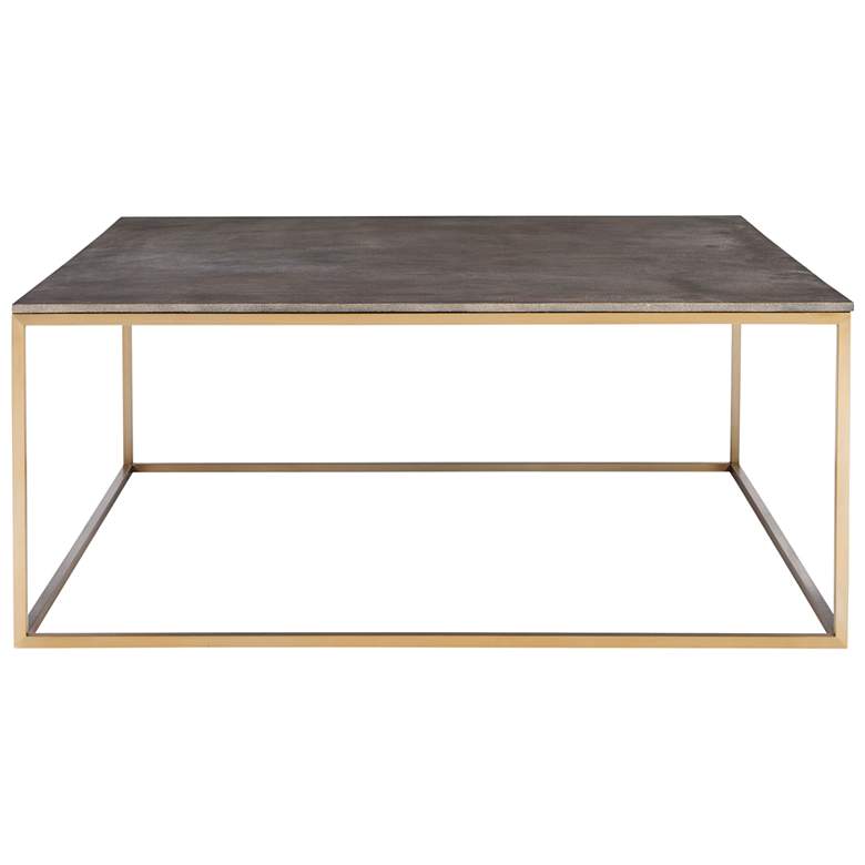 Image 4 Uttermost Trebon 38" Wide Charcoal Gray and Brass Coffee Table more views