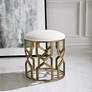 Uttermost Trellis Crisp White Textured Round Accent Stool