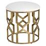 Thumbnail4 of Uttermost Trellis Crisp White Textured Round Accent Stool more views