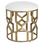 Uttermost Trellis Crisp White Textured Round Accent Stool