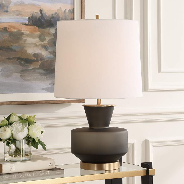 Image 1 Uttermost Trentino 28" High Modern Black Glass Table Lamp