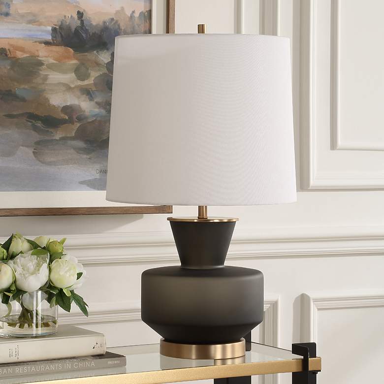 Image 3 Uttermost Trentino 28" High Modern Black Glass Table Lamp more views