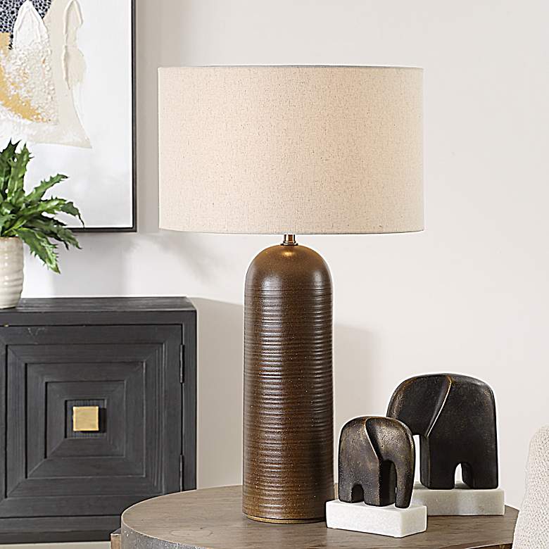 Image 1 Uttermost Trexler 29 1/2" High Cocoa Brown Ceramic Table Lamp