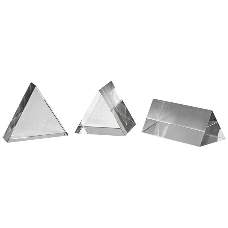 Image 1 Uttermost Triangle Trio 3-Piece Crystal Pillar Set