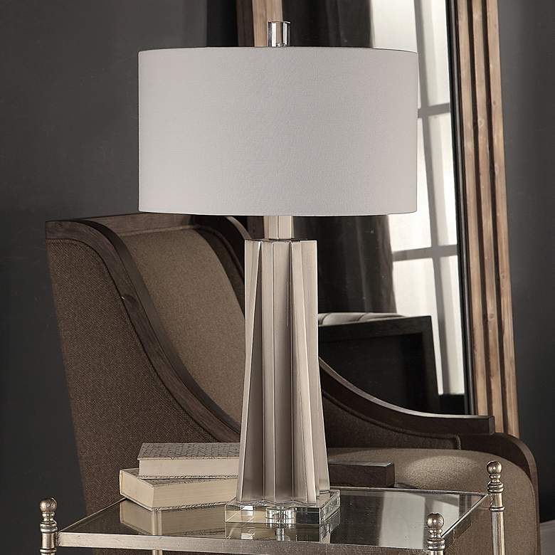 Image 1 Uttermost Trinculo Brushed Nickel Geometric Table Lamp