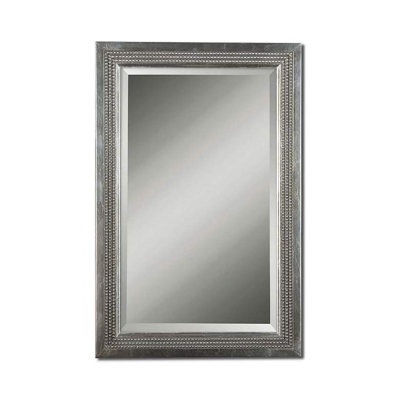 Image 2 Uttermost Triple Beaded Silver Leaf 23" x 35" Wall Mirror