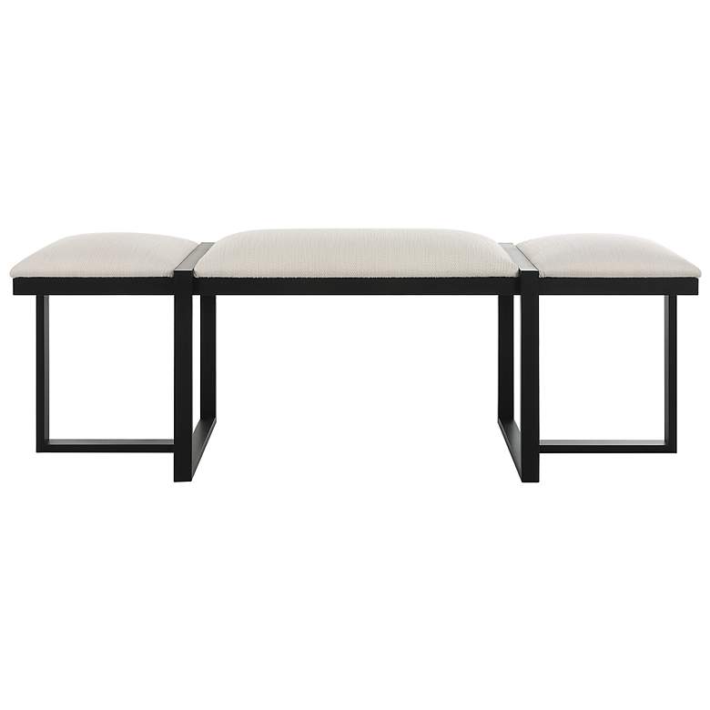 Image 2 Uttermost Triple Cloud 61" Wide White Polyester Fabric Bench