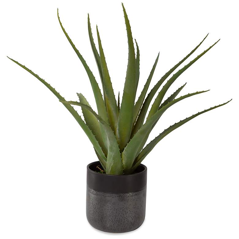 Image 2 Uttermost Tucson Green Aloe 19"H Faux Planter in Ceramic Pot
