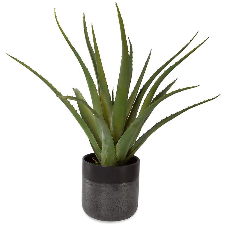 Image 1 Uttermost Tucson Green Aloe 19 inchH Faux Planter in Ceramic Pot