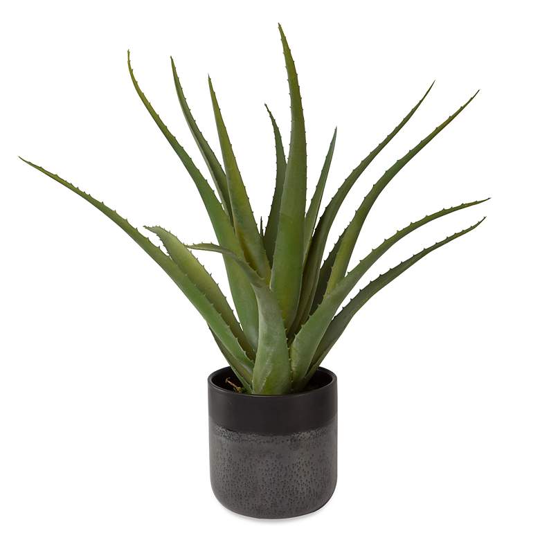 Image 3 Uttermost Tucson Green Aloe 19"H Faux Planter in Ceramic Pot more views