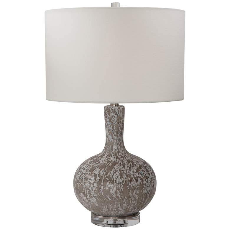 Image 2 Uttermost Turbulence Distressed White Gray Glass Table Lamp