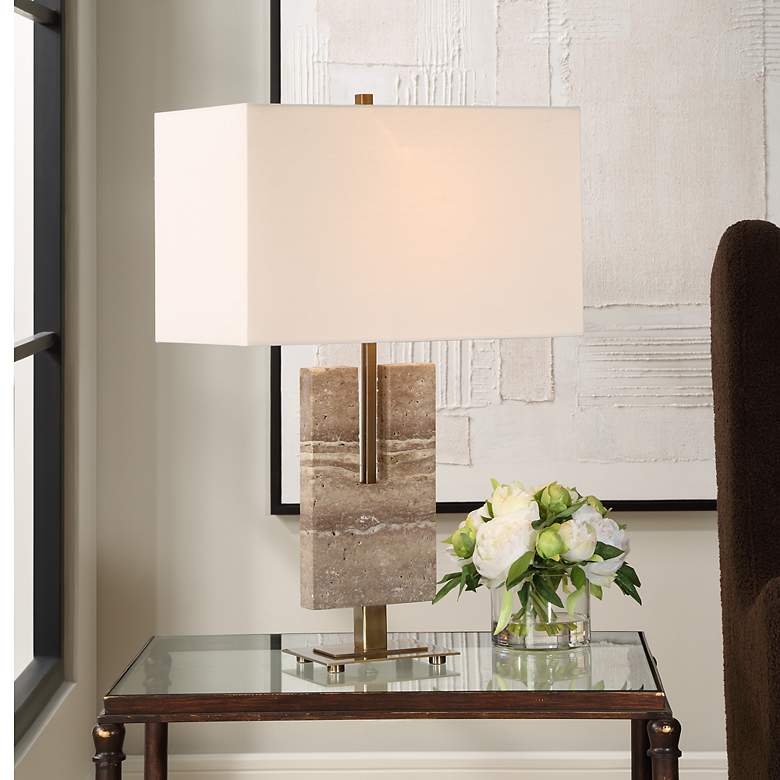 Image 1 Uttermost Turning Point Travertine Table Lamp