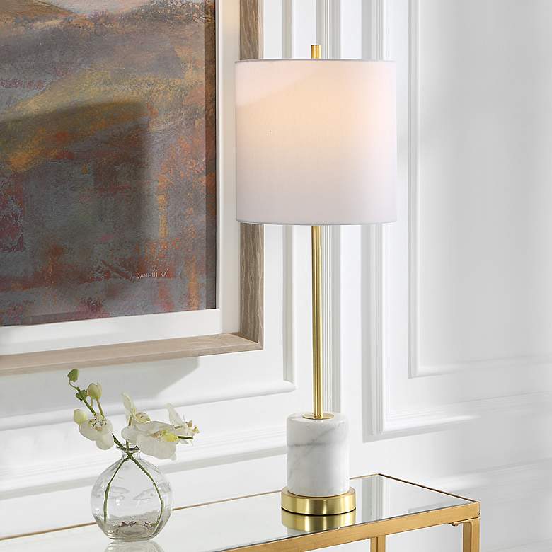 Image 1 Uttermost Turret 29 1/2" High Modern Brushed Gold Buffet Table Lamp