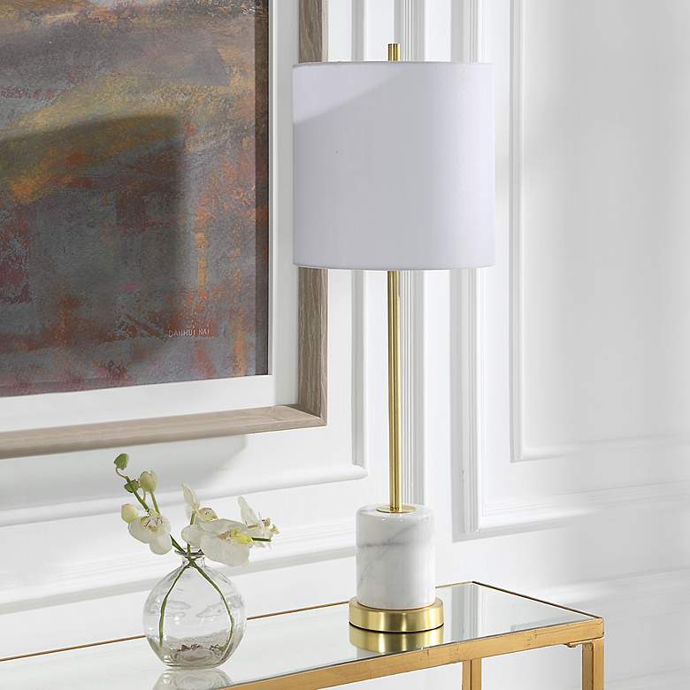 Image 5 Uttermost Turret 29 1/2" High Modern Brushed Gold Buffet Table Lamp more views
