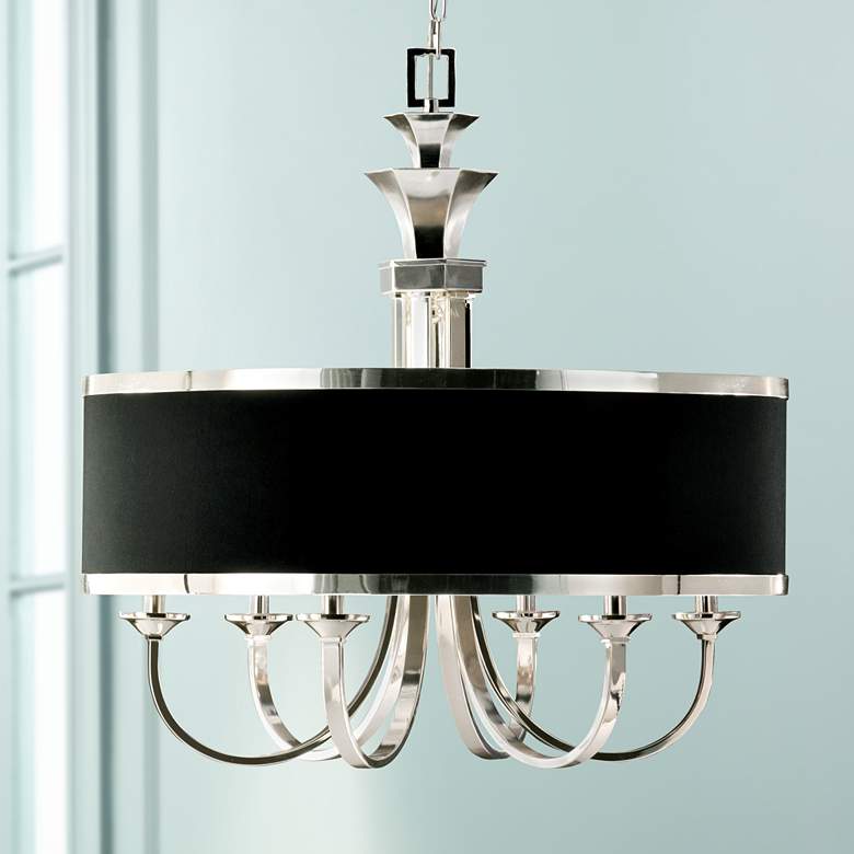 Image 1 Uttermost Tuxedo Collection 28 inch Wide Drum Shade Chandelier