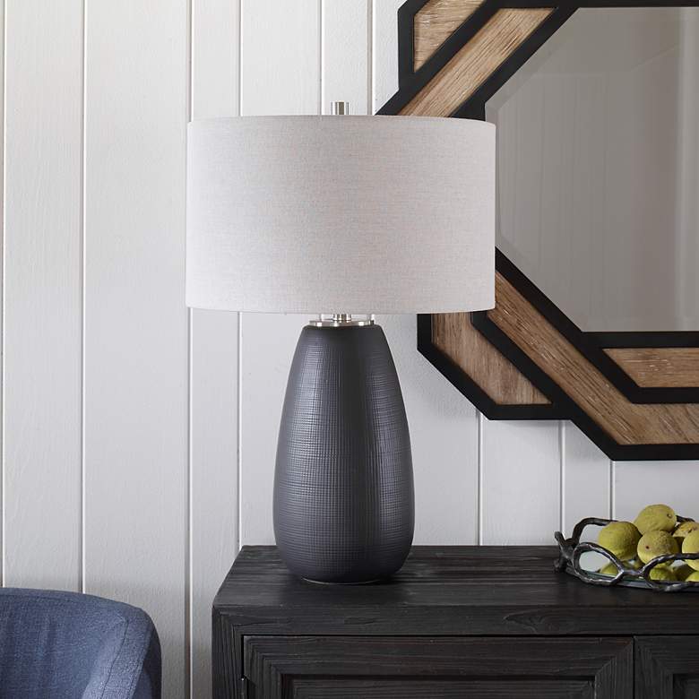 Image 3 Uttermost Twilight Satin Black Glaze Ceramic Table Lamp more views
