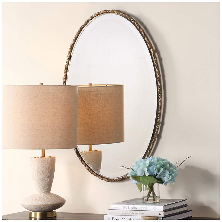 Image 3 Uttermost Twisted Branch Gold 22" x 34" Oval Mirror more views