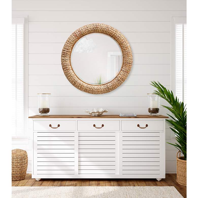 Image 1 Uttermost Twisted Seagrass 36" Natural Round Wall Mirror