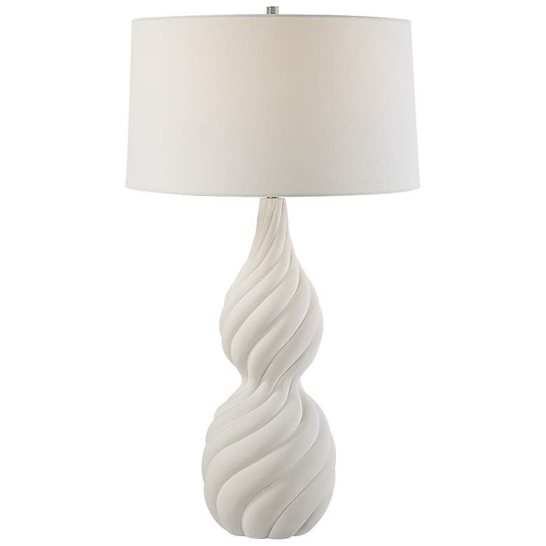 Image 1 Uttermost Twisted Swirl 32 inch High White Ceramic Table Lamp
