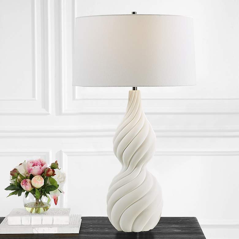 Image 1 Uttermost Twisted Swirl 32" High White Ceramic Table Lamp