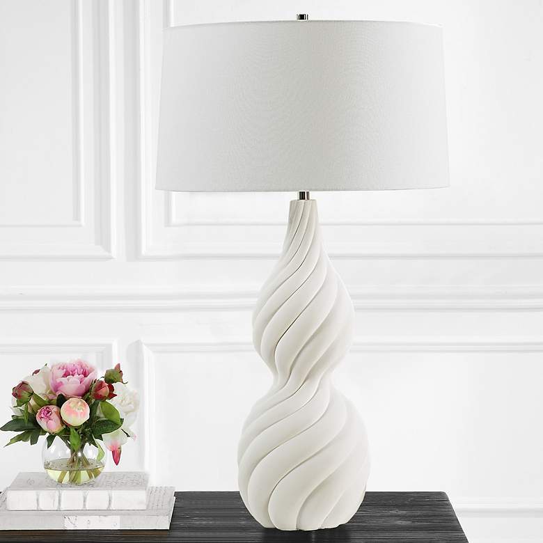 Image 3 Uttermost Twisted Swirl 32" High White Ceramic Table Lamp more views