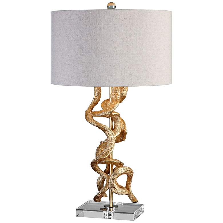 Image 2 Uttermost Twisted Vines 28 1/2 inch Bright Gold Leaf Table Lamp