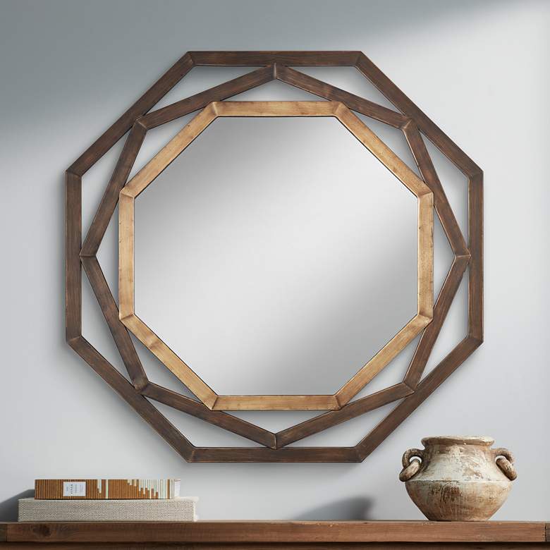 Image 1 Uttermost Two-Tone Bronze 32 inch Openwork Octagonal Wall Mirror