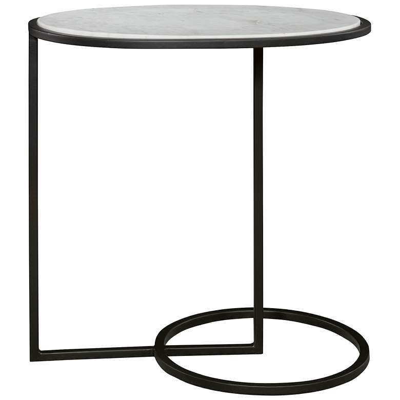 Image 1 Uttermost Twofold 22 inch Wide White Marble Oval Accent Table