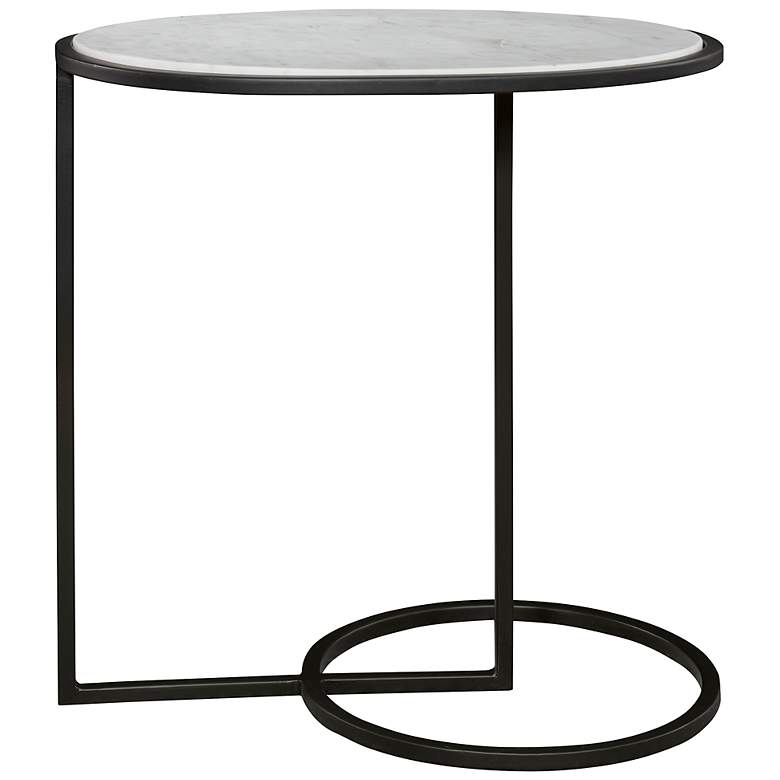 Image 2 Uttermost Twofold 22" Wide White Marble Oval Accent Table