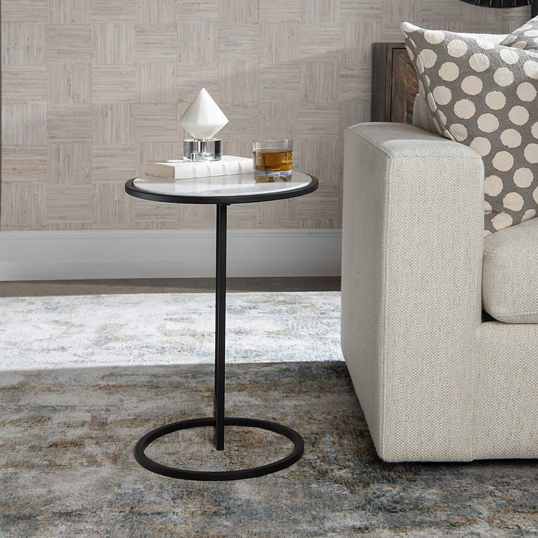Image 3 Uttermost Twofold 22" Wide White Marble Oval Accent Table more views