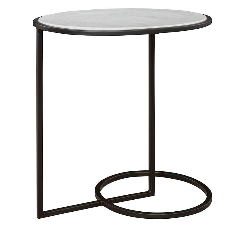 Image 4 Uttermost Twofold 22" Wide White Marble Oval Accent Table more views