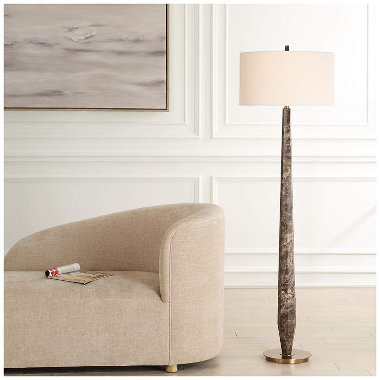 Image 1 Uttermost Tyree 66" Brown Marble Floor Lamp