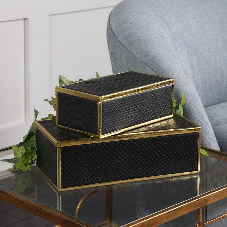 Uttermost Ukti Black and Gold Decorative Boxes Set of 2
