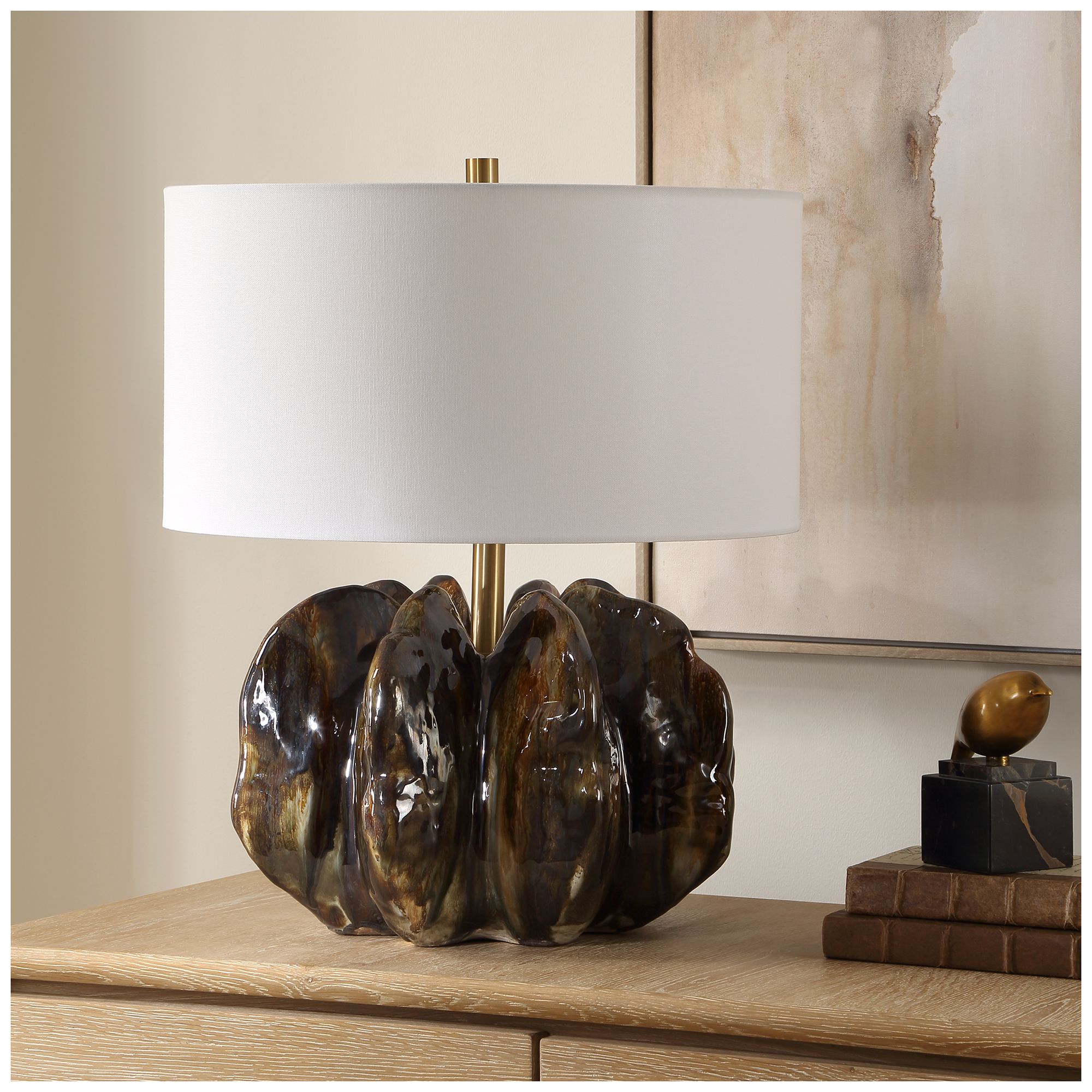 Image 3 Uttermost Umbrian 23" Earthy Brown Ceramic Table Lamp more views