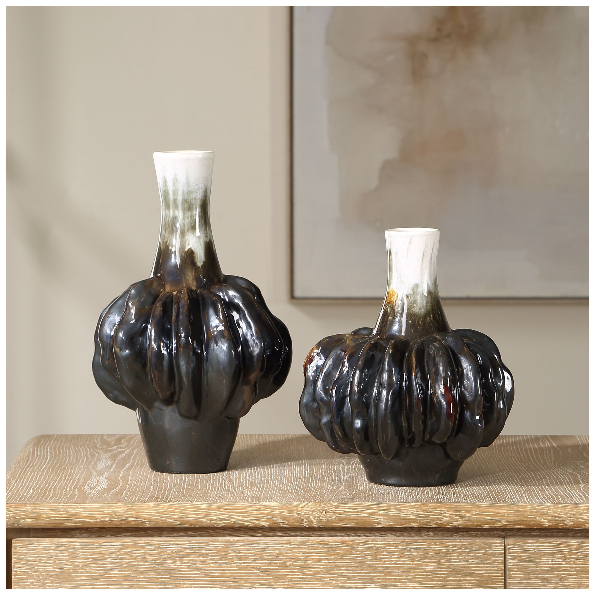 Image 3 Uttermost Umbrian Bronze-Tonal Ceramic Vases Set of 2 more views
