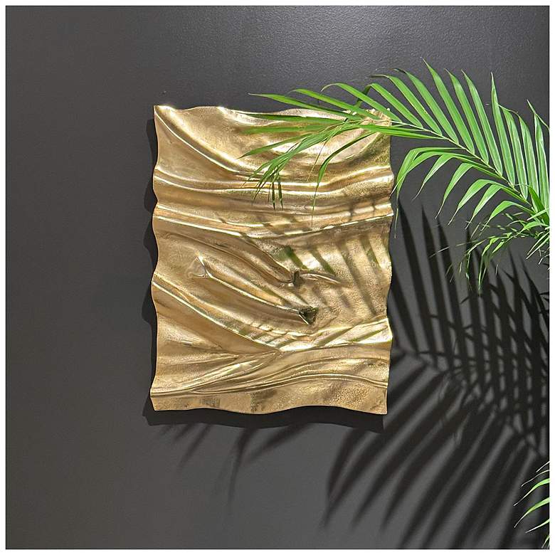 Image 1 Uttermost Undulate 23" x 29" Gold Indoor-Outdoor Metal Wall Panel