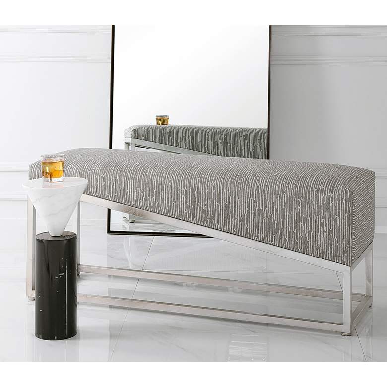 Image 1 Uttermost Uphill Climb 48" Wide Medium Gray and White Modern Bench