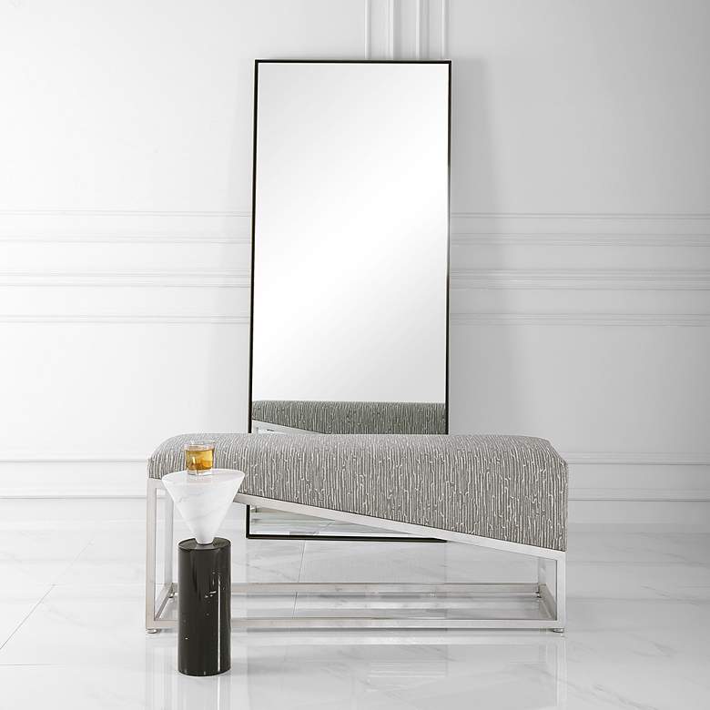 Image 3 Uttermost Uphill Climb 48" Wide Medium Gray and White Modern Bench more views