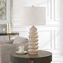 3_Uttermost Uplift 30" High Modern Carved Bleached Faux Wood Table Lamp more views