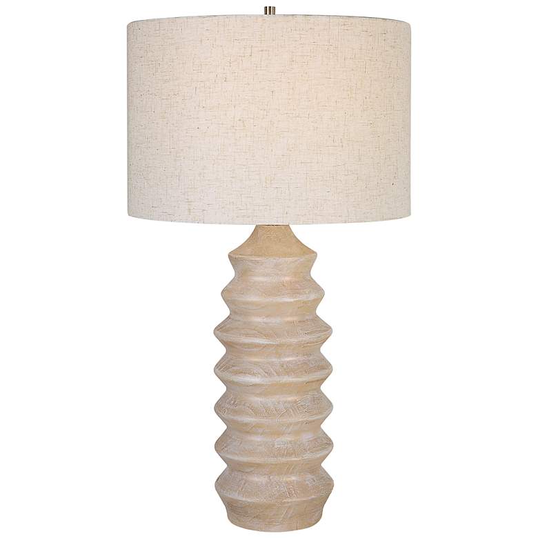 Image 2 Uttermost Uplift Bleached Wood Carved Table Lamp